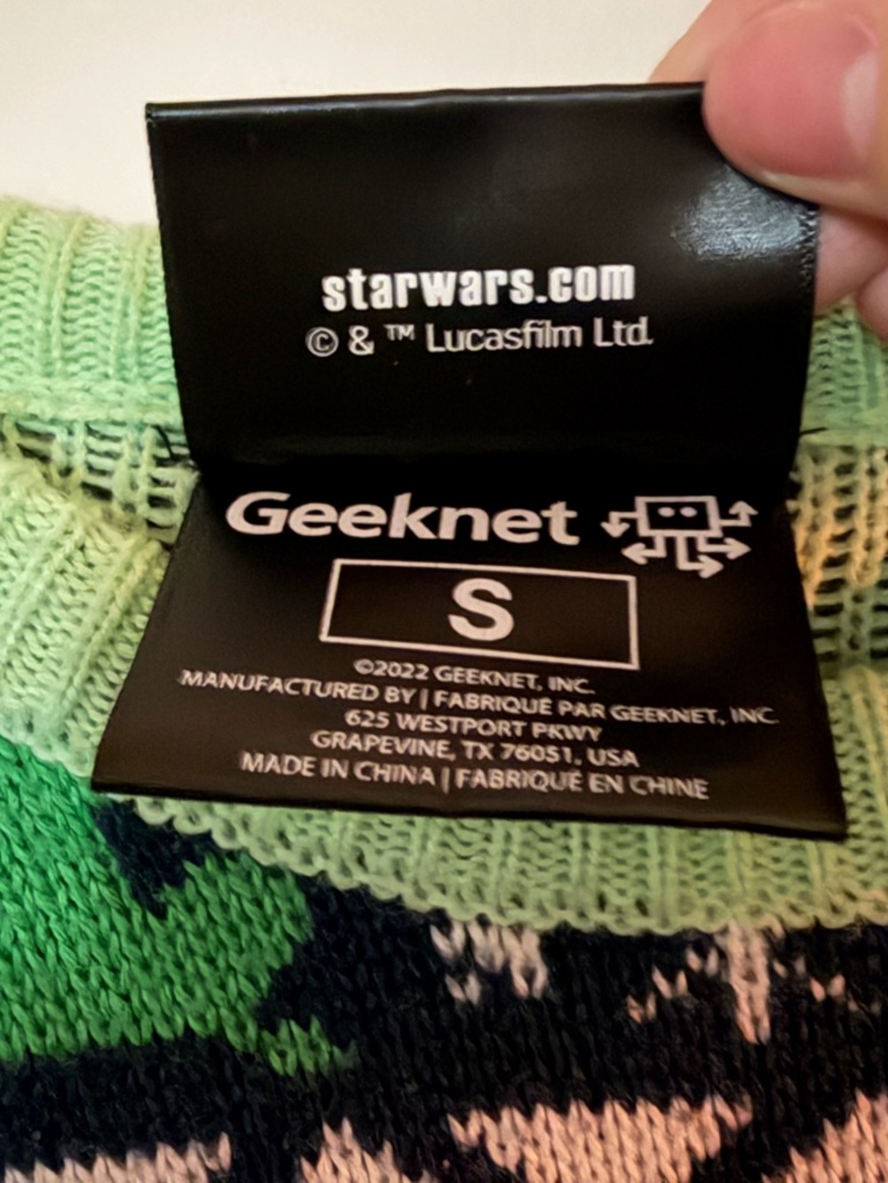 Star Wars Men's Navy and Lime Green Grogu Snow Globe Sweater - Picture 3 of 5